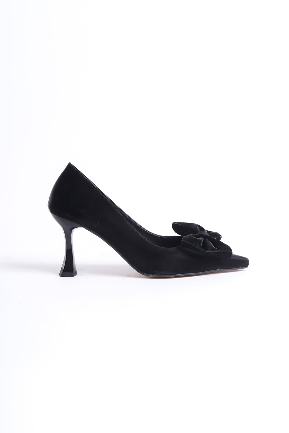 Agnes Premium Women's Black High Heel Shoes with Bow Detail