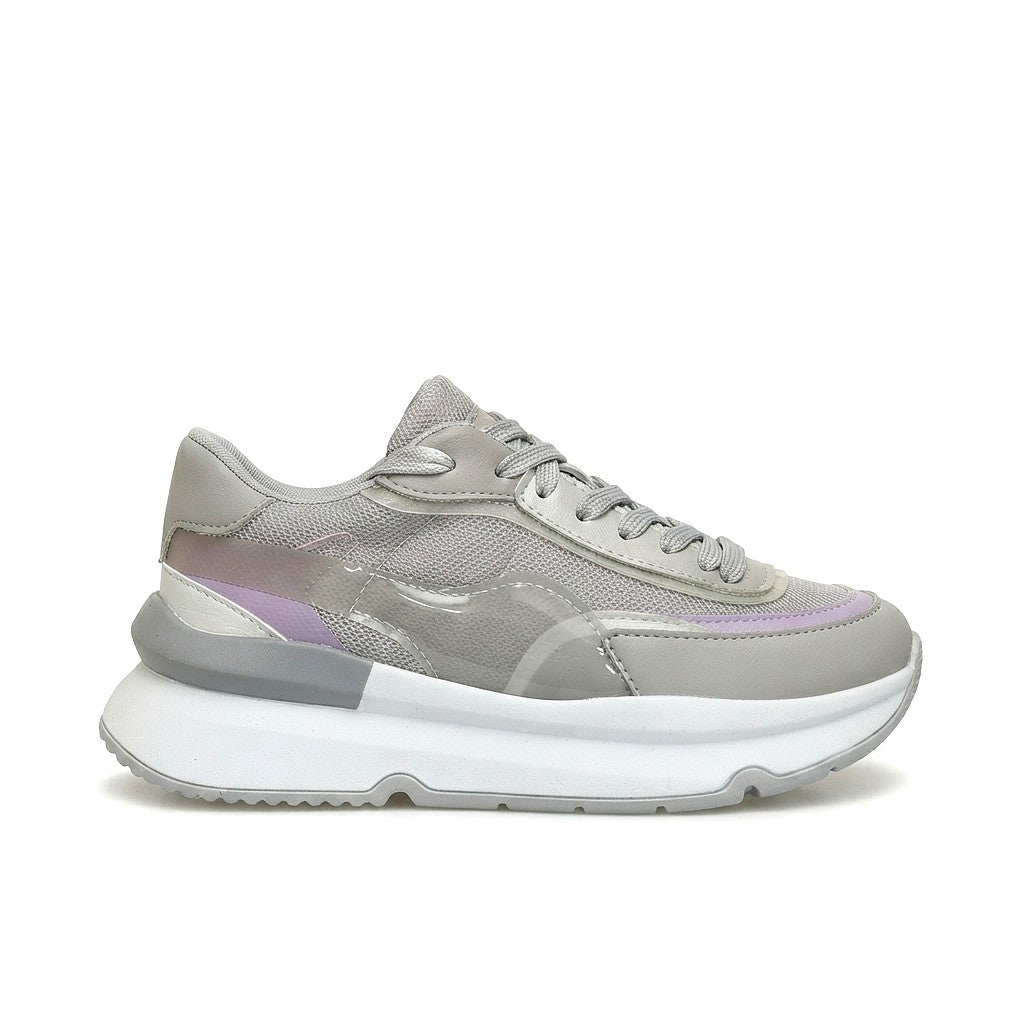 Alehi Premium Gri Çift Bağcıklı Kadın Sneaker