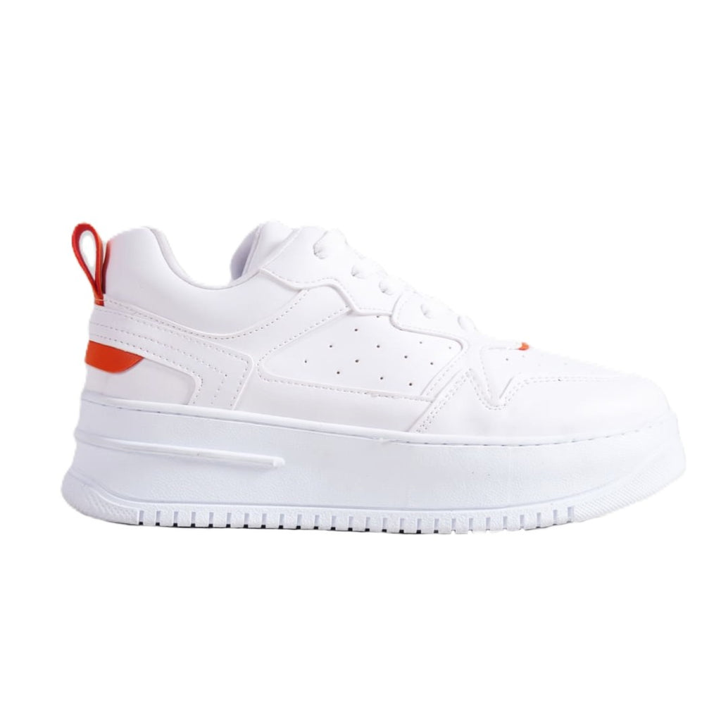 ALESSI Lace-Up Cool Women's Sneakers White Orange Sports Shoes