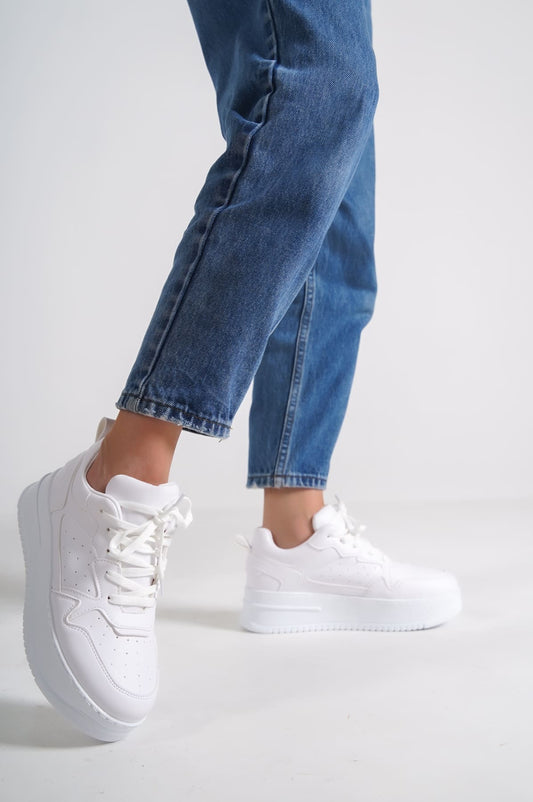 ALESSI Lace-Up Cool Women's Sneakers White Sports Shoes