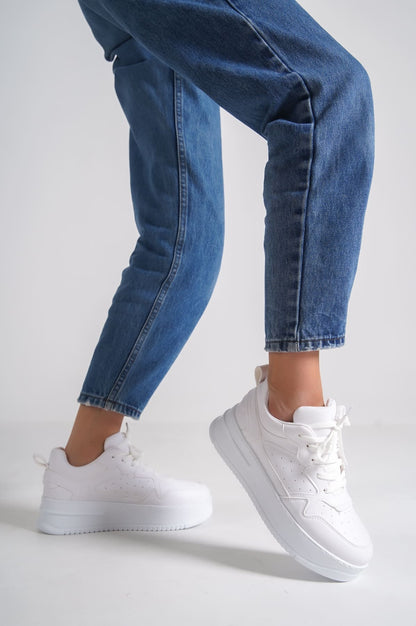 ALESSI Lace-Up Cool Women's Sneakers White Sports Shoes