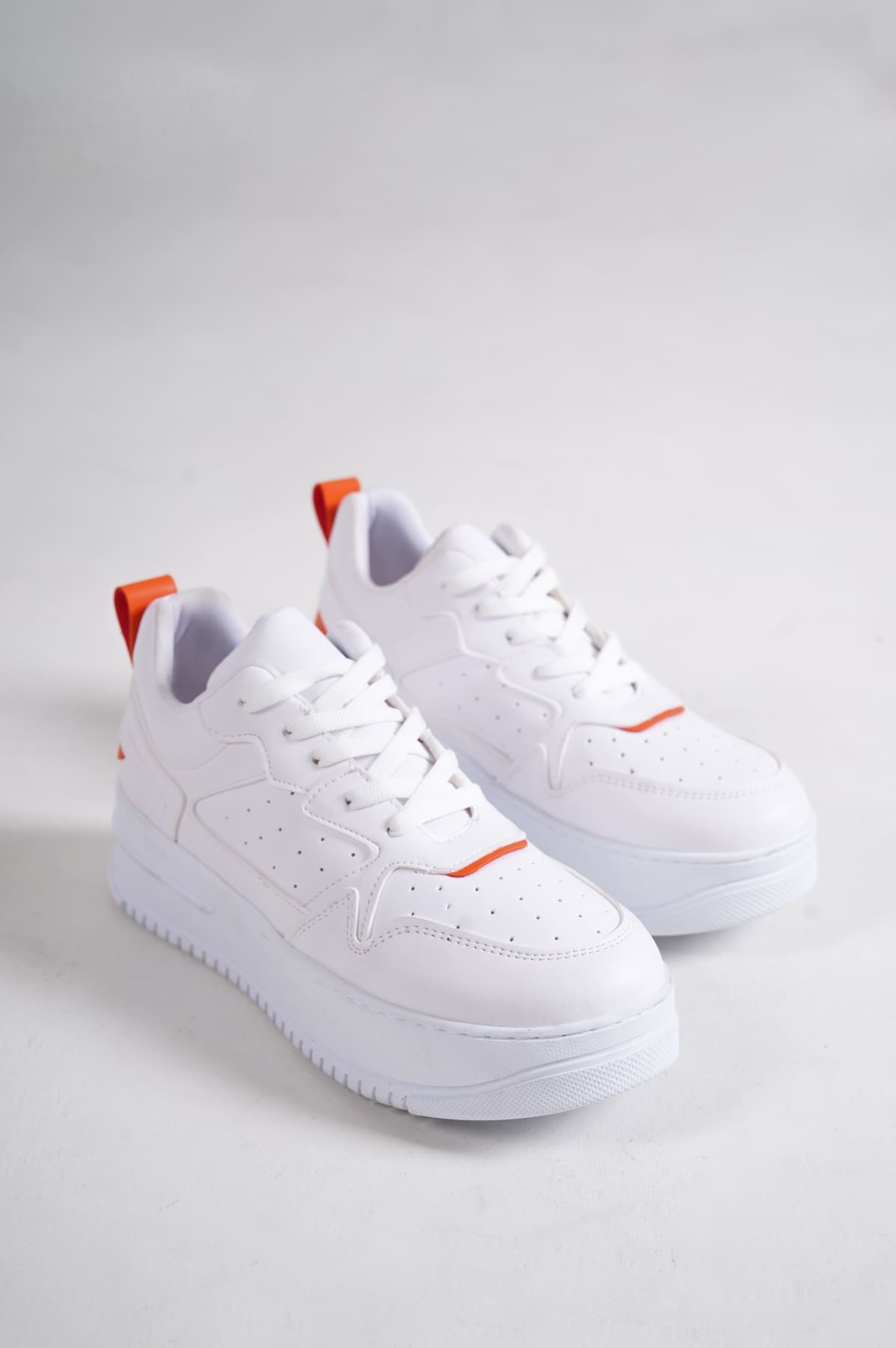 ALESSI Lace-Up Cool Women's Sneakers White Orange Sports Shoes