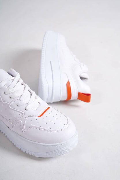 ALESSI Lace-Up Cool Women's Sneakers White Orange Sports Shoes