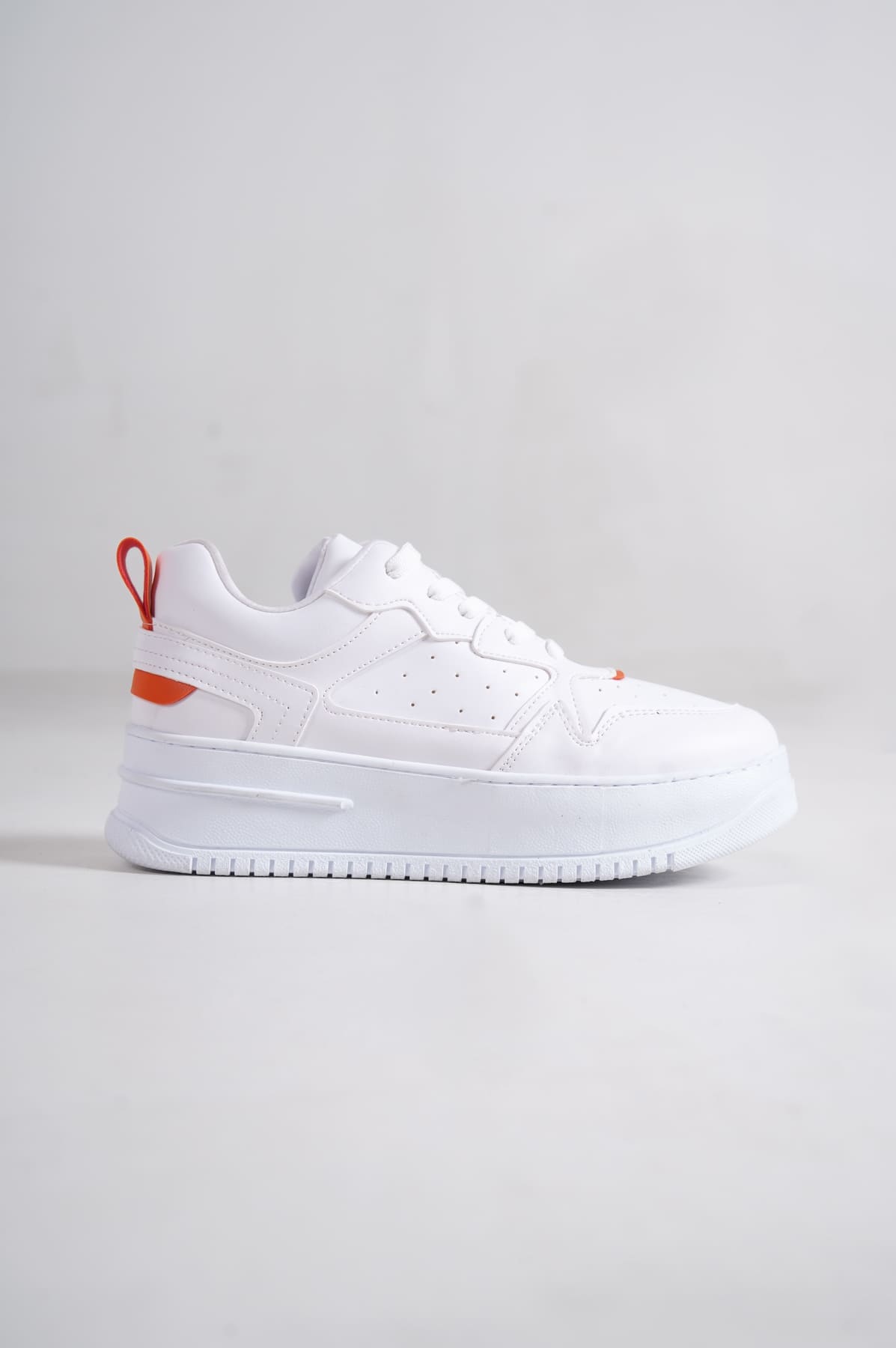 ALESSI Lace-Up Cool Women's Sneakers White Orange Sports Shoes