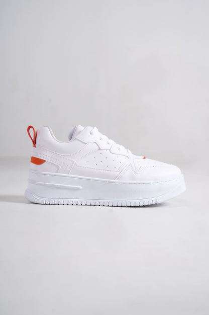 ALESSI Lace-Up Cool Women's Sneakers White Orange Sports Shoes