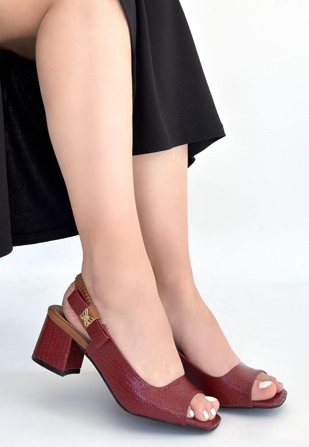 ZRNE-012 Bordo Rugan Topuklu Ayakkabı