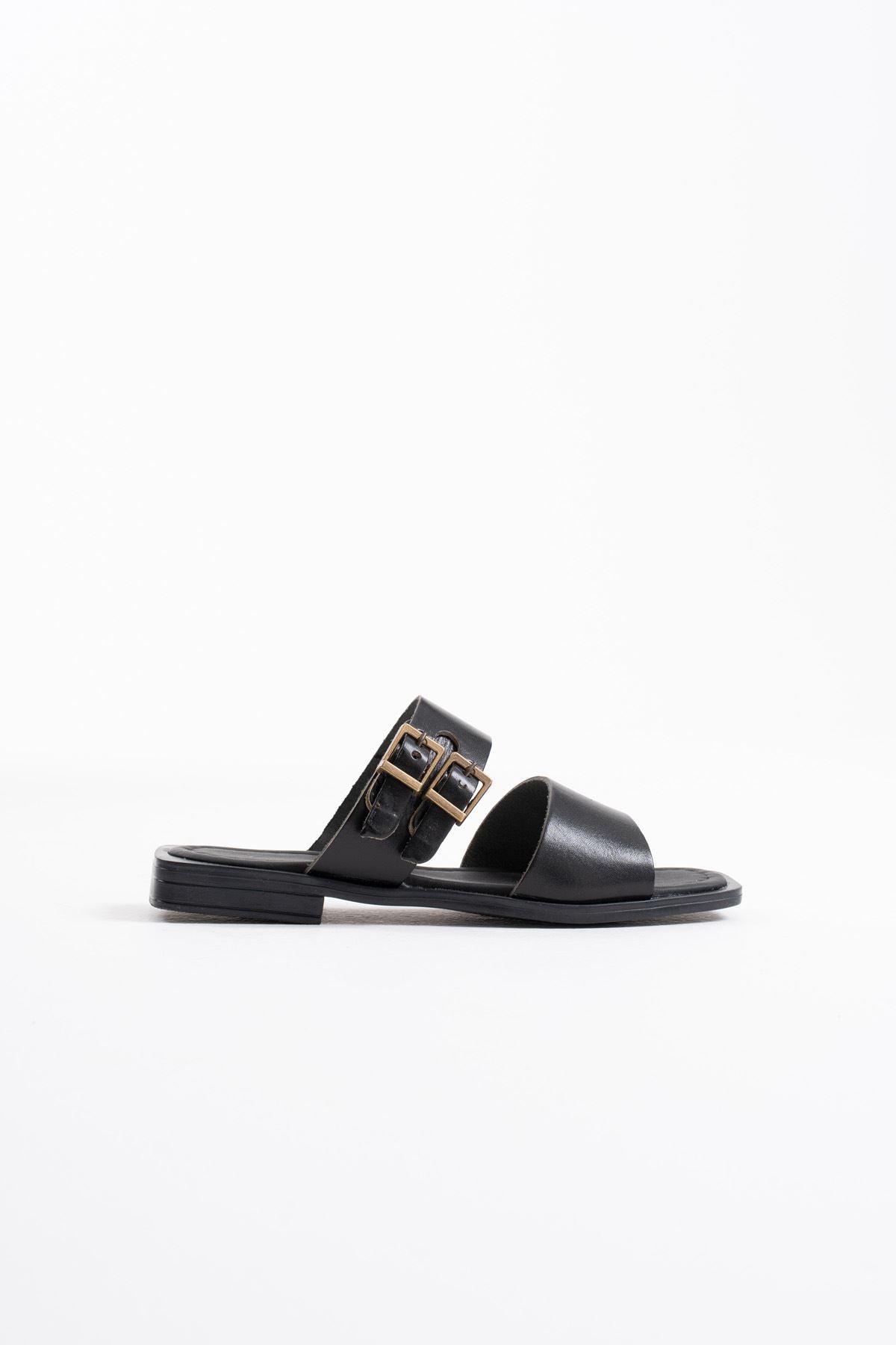 Alessi Premium Black Genuine Leather Slippers