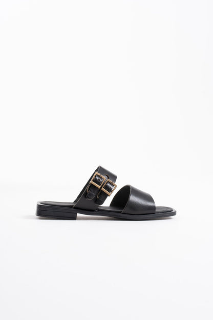 Alessi Premium Black Genuine Leather Slippers