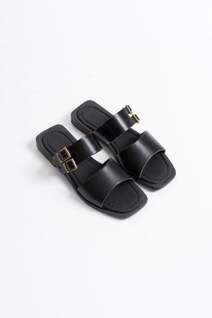Alessi Premium Black Genuine Leather Slippers