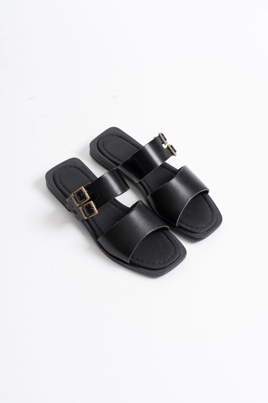 Alessi Premium Black Genuine Leather Slippers