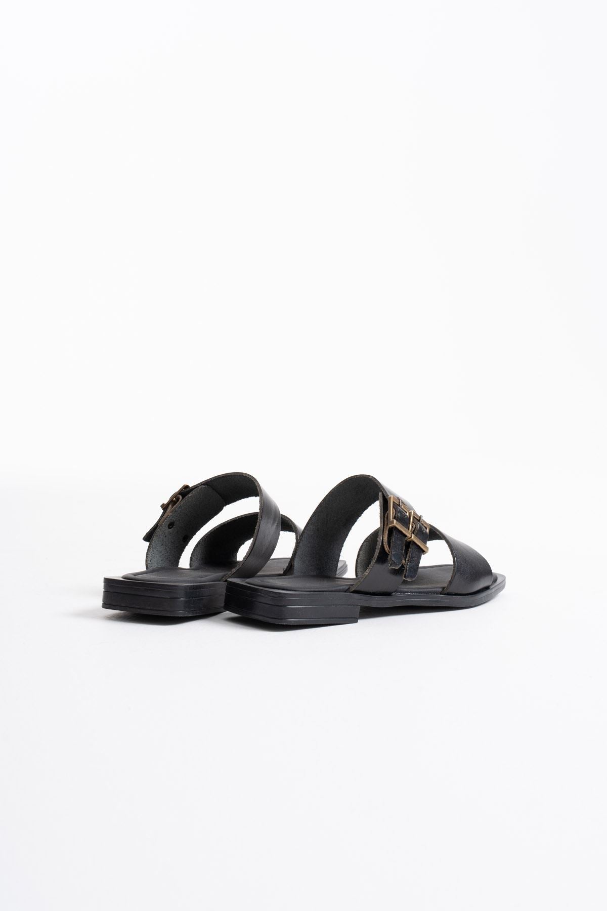 Alessi Premium Black Genuine Leather Slippers