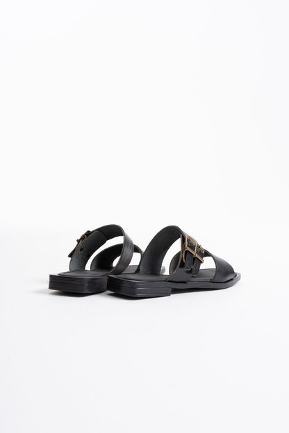 Alessi Premium Black Genuine Leather Slippers
