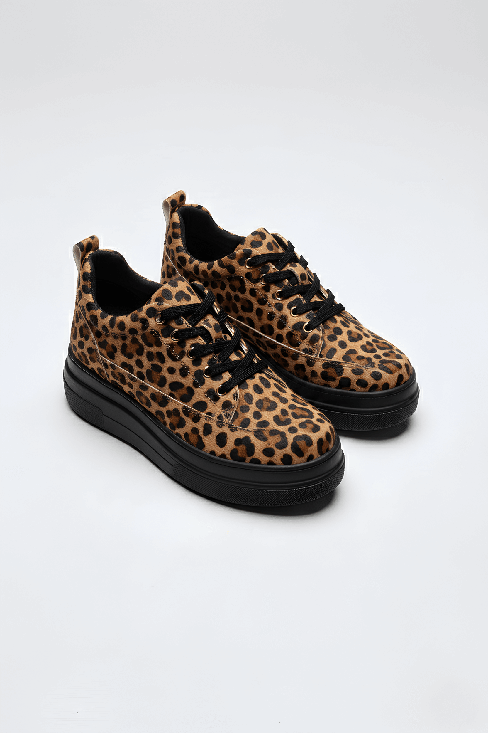 Alexis Premium 8 cm Gizli Topuk Kadın Siyah Leopar Spor Ayakkabı