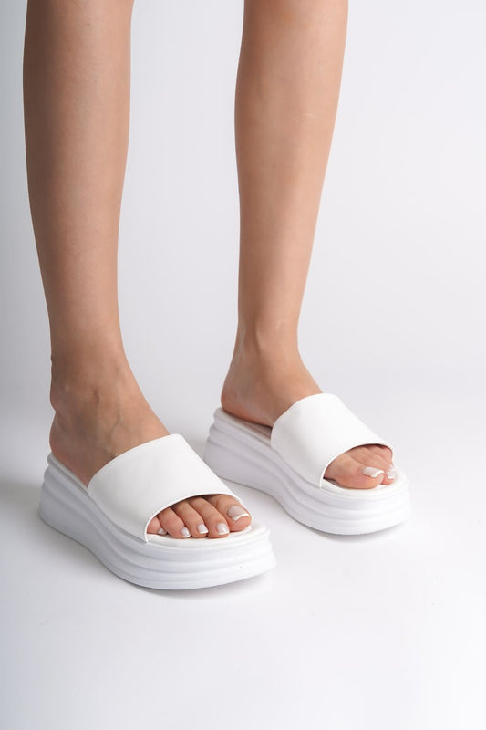 ALICEX Wedge Heel Thick and Orthopedic Sole Women's Slippers - White