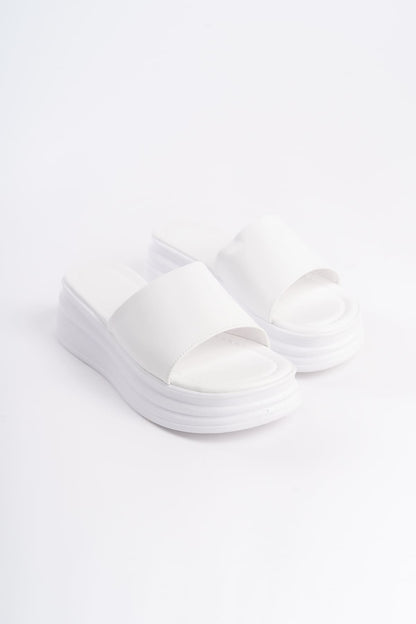 ALICEX Wedge Heel Thick and Orthopedic Sole Women's Slippers - White