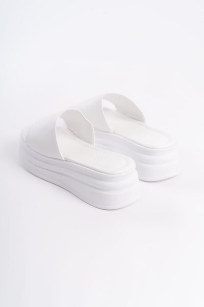 ALICEX Wedge Heel Thick and Orthopedic Sole Women's Slippers - White