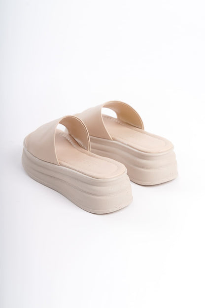 ALICEX Wedge Heel Thick and Orthopedic Sole Women's Slippers - Cream