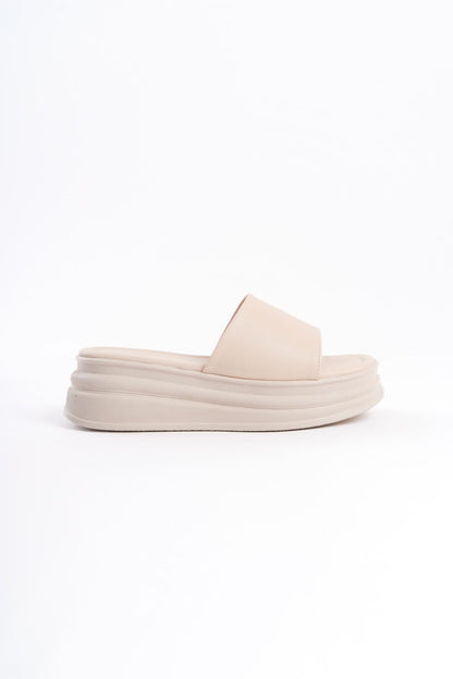 ALICEX Wedge Heel Thick and Orthopedic Sole Women's Slippers - Cream