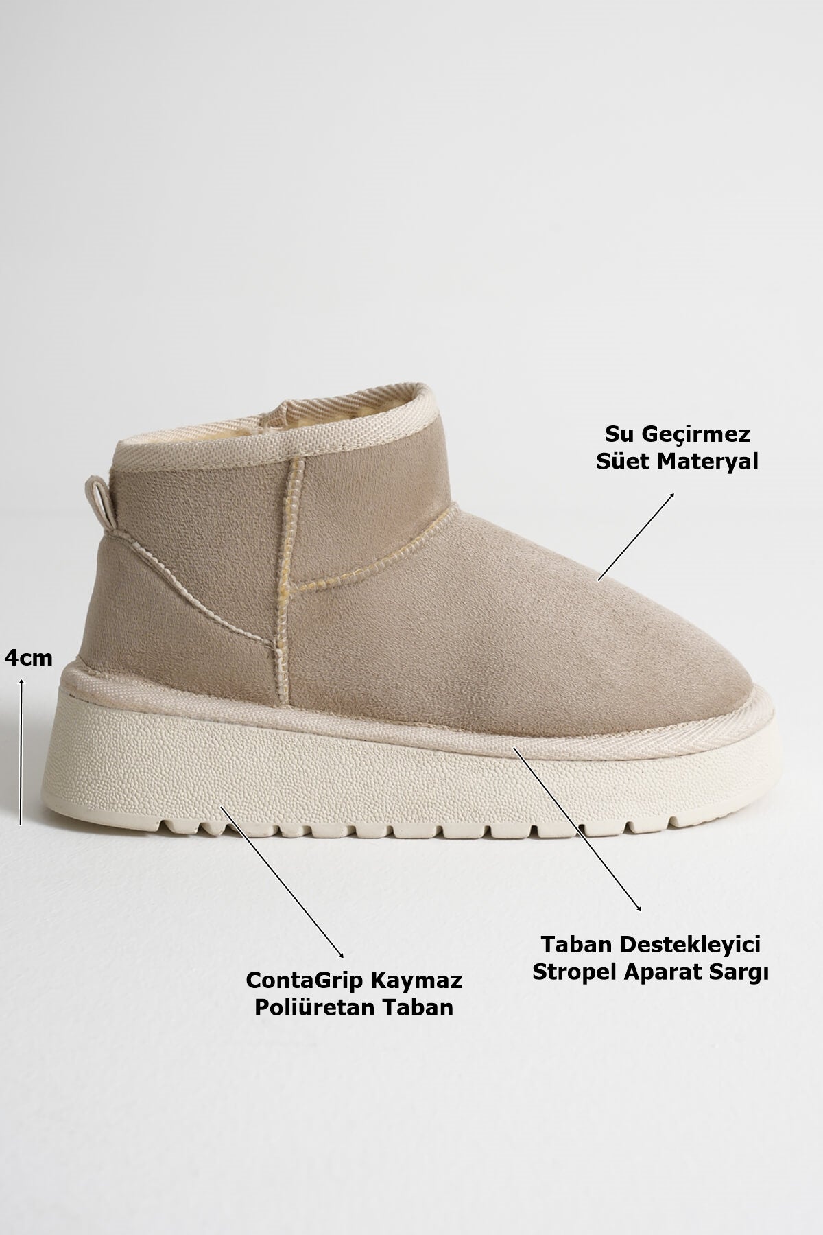 Alina Premium Women's Beige Winter Fur Boots