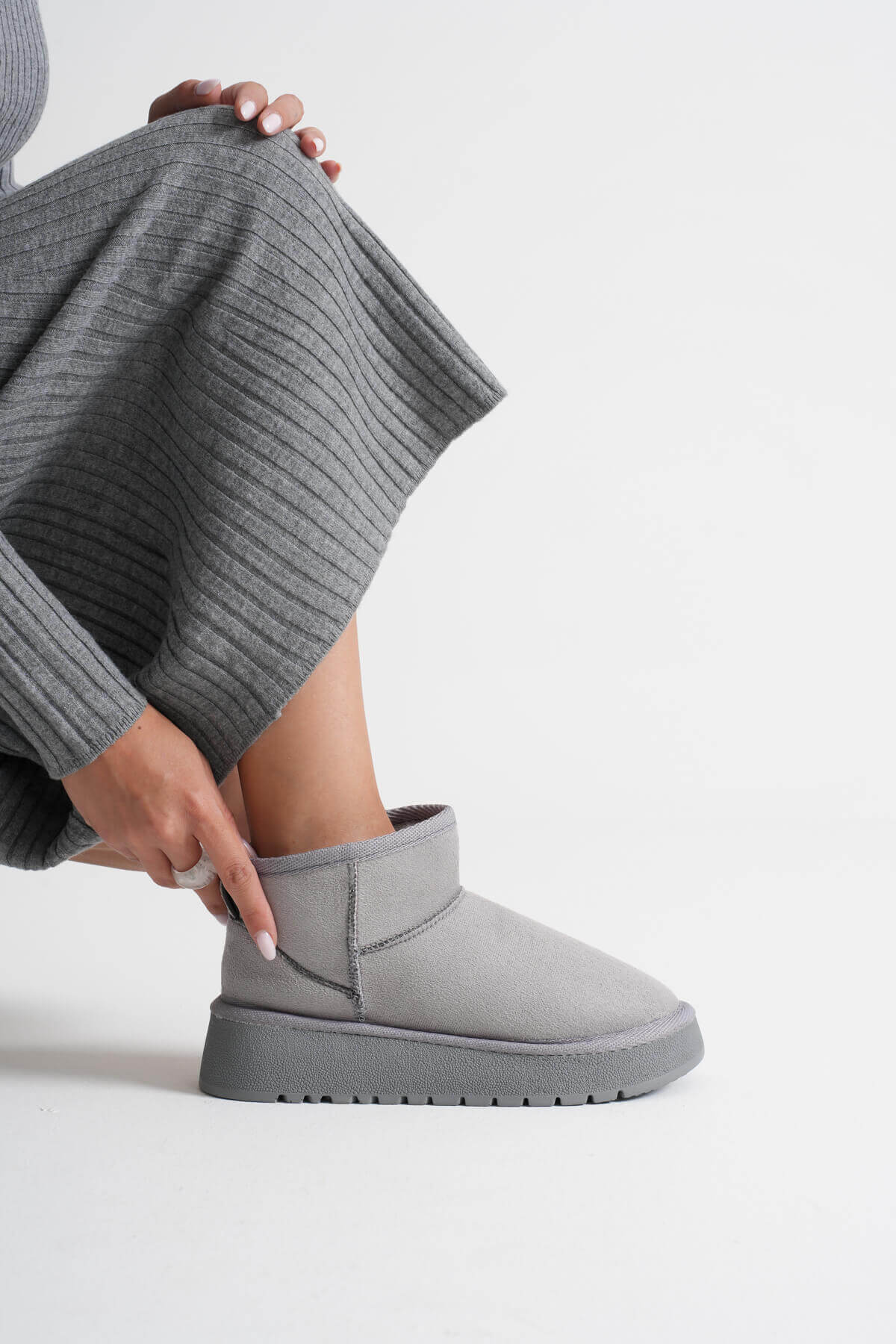 Alina Premium Women's Grey Winter Fur Boots