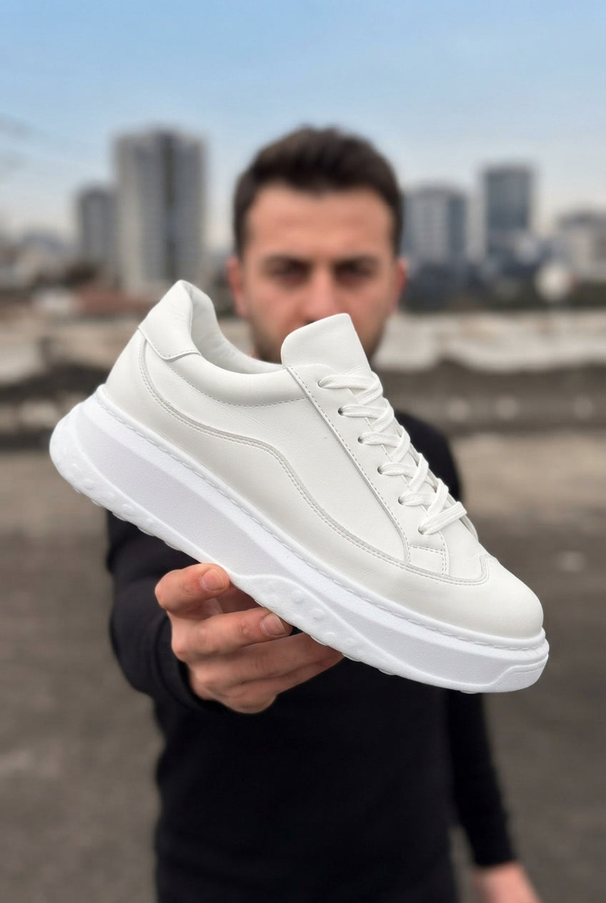 Alone Premium Kalite Bağcıklı Günlük Erkek Beyaz Sneaker