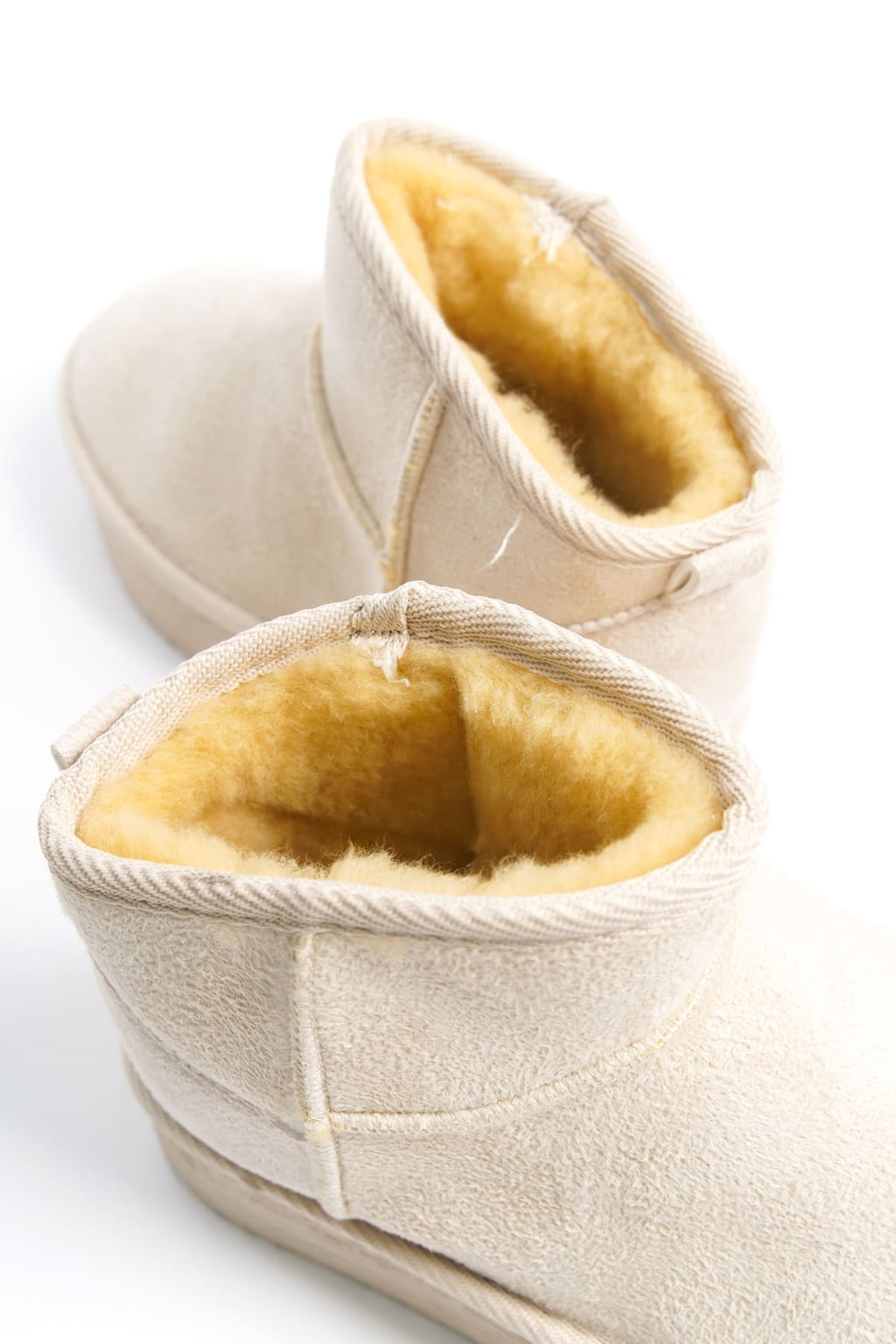 AMELIA Laceless Thick Sole Fur Lined Short Women's Boots - Suede Cream 