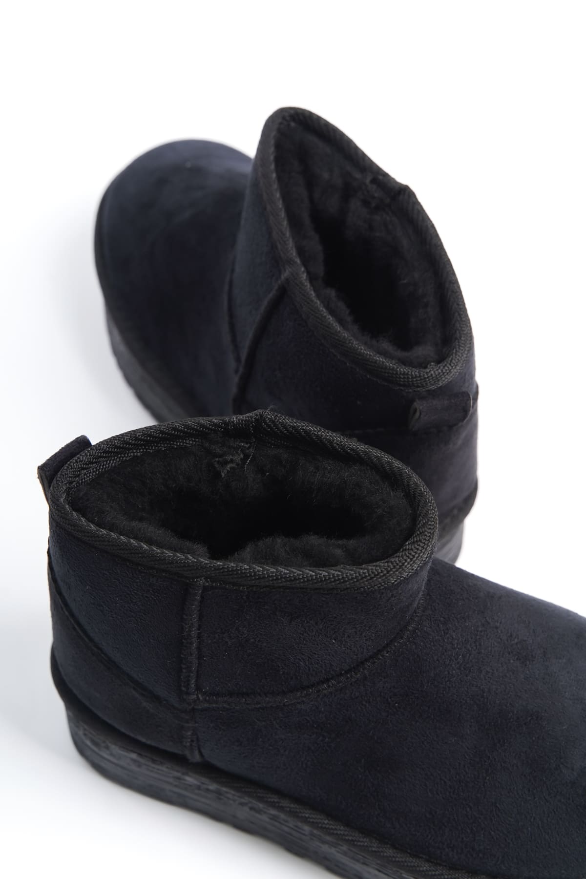 AMELIA Laceless Thick Sole Fur Lined Short Women's Boots - Suede Black 