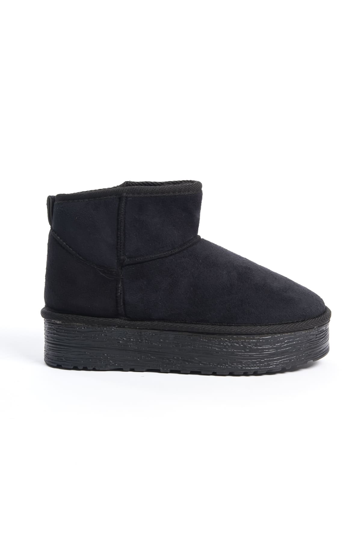 AMELIA Laceless Thick Sole Fur Lined Short Women's Boots - Suede Black 