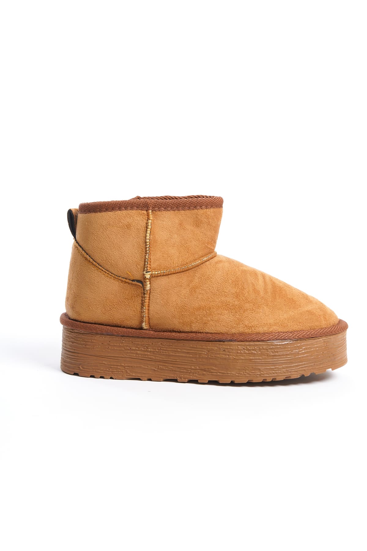 AMELIA Laceless Thick Sole Fur Lined Short Women's Boots - Suede Tan 