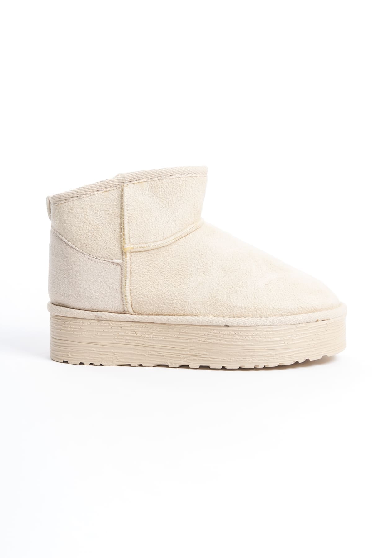 AMELIA Laceless Thick Sole Fur Lined Short Women's Boots - Suede Cream 