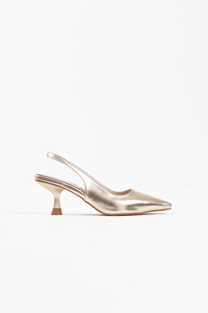 Angelica Premium Women's Gold Crinkle Patent Leather High Heels