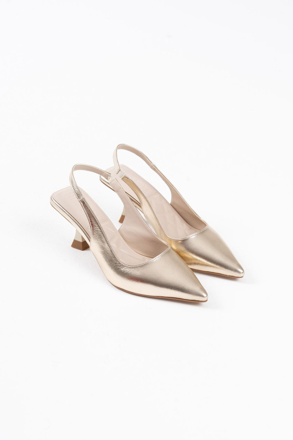 Angelica Premium Women's Gold Crinkle Patent Leather High Heels