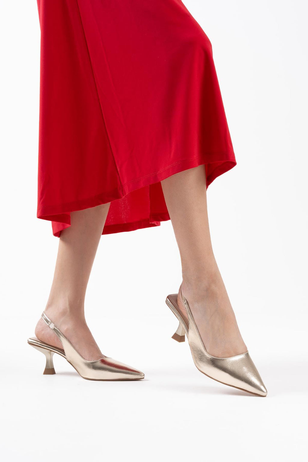 Angelica Premium Women's Gold Crinkle Patent Leather High Heels