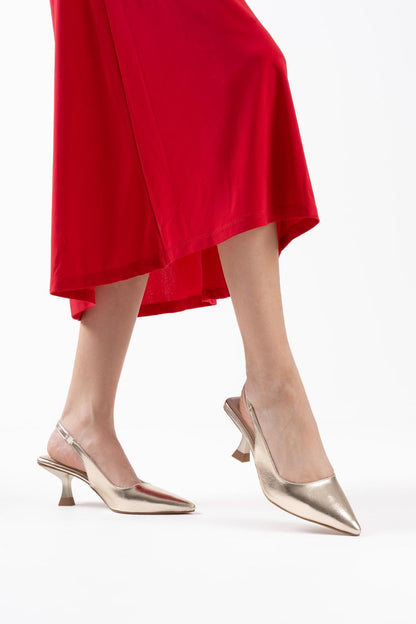 Angelica Premium Women's Gold Crinkle Patent Leather High Heels