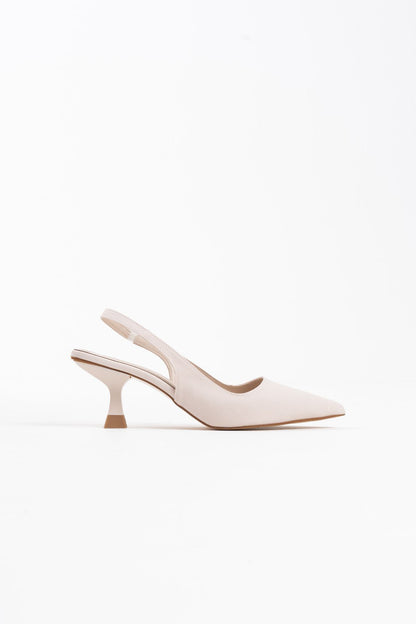 Angelica Premium Women's Beige Satin Heeled Shoes