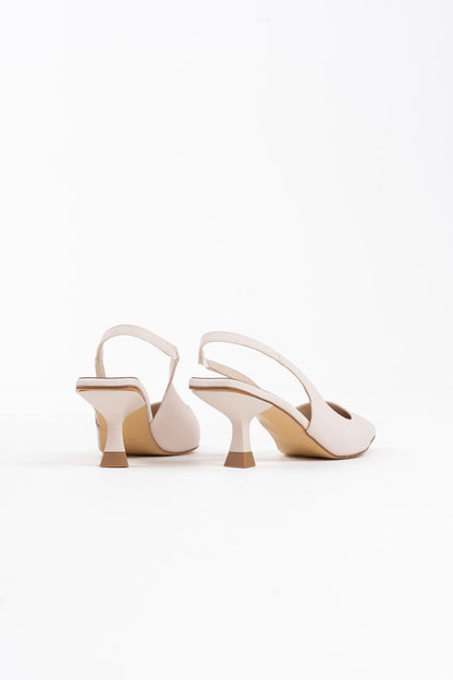 Angelica Premium Women's Beige Satin Heeled Shoes