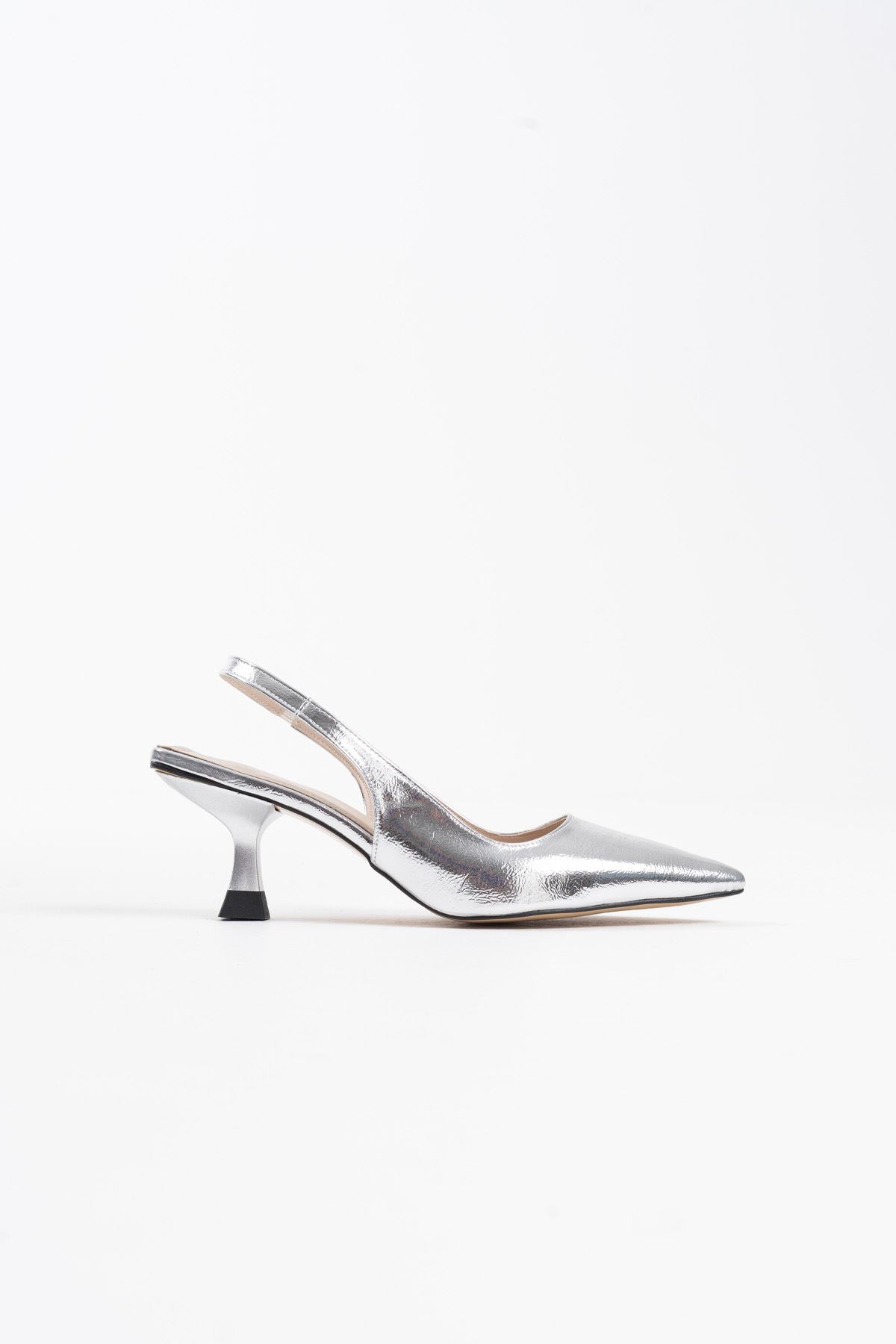 Angelica Premium Women's Silver Crinkle Patent Leather High Heels