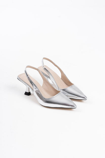 Angelica Premium Women's Silver Crinkle Patent Leather High Heels