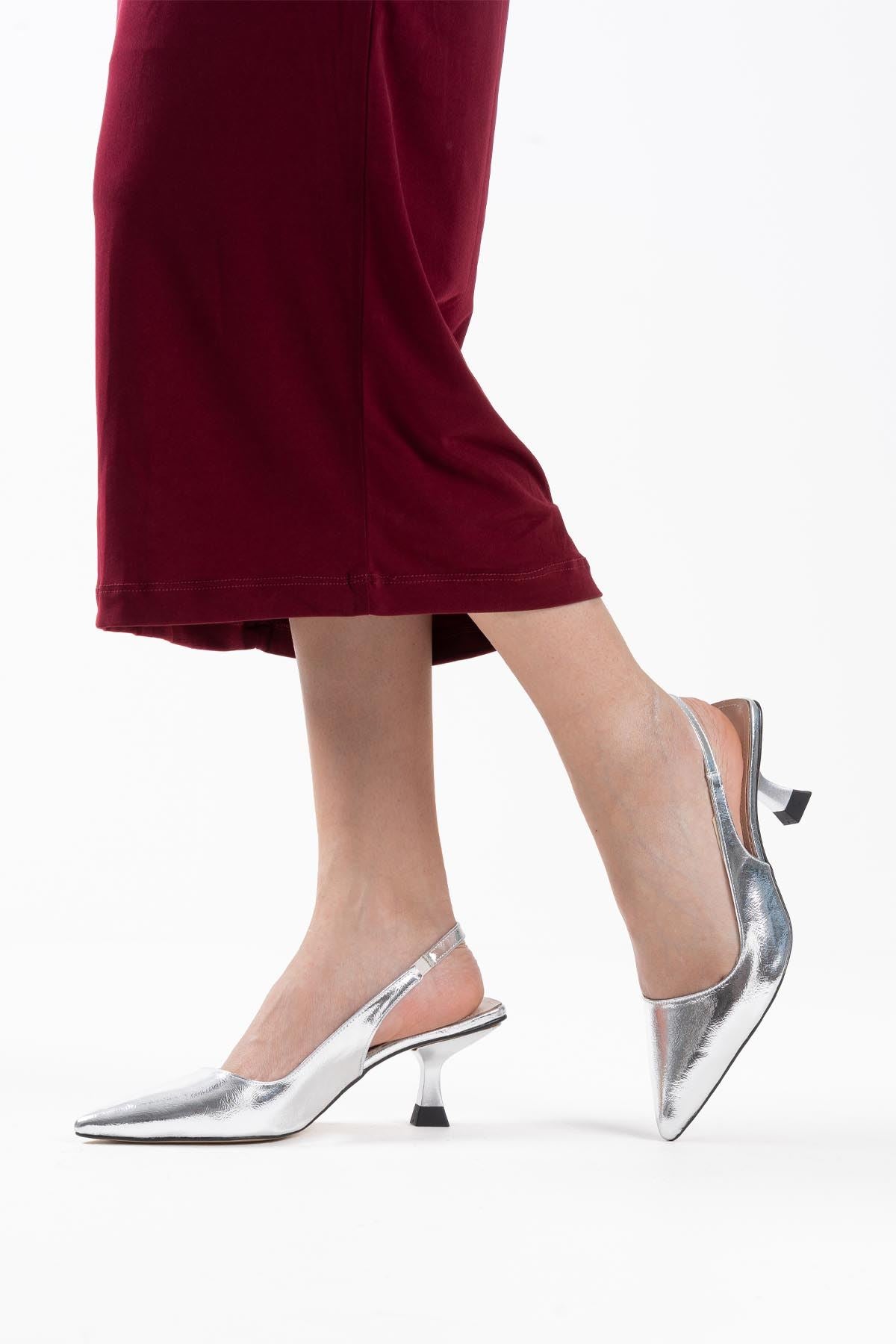Angelica Premium Women's Silver Crinkle Patent Leather High Heels