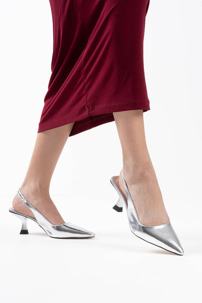 Angelica Premium Women's Silver Crinkle Patent Leather High Heels