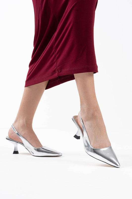 Angelica Premium Women's Silver Crinkle Patent Leather High Heels