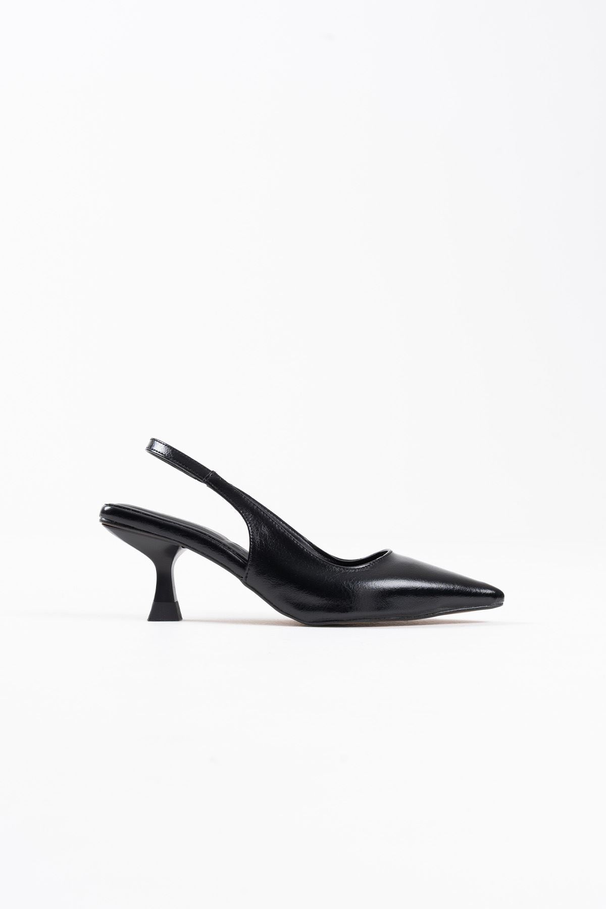 Angelica Premium Women's Black Crinkle Patent Leather High Heels