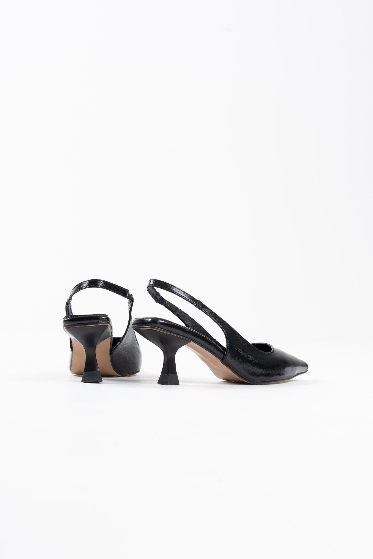 Angelica Premium Women's Black Crinkle Patent Leather High Heels