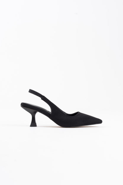 Angelica Premium Women's Black Satin Heeled Shoes