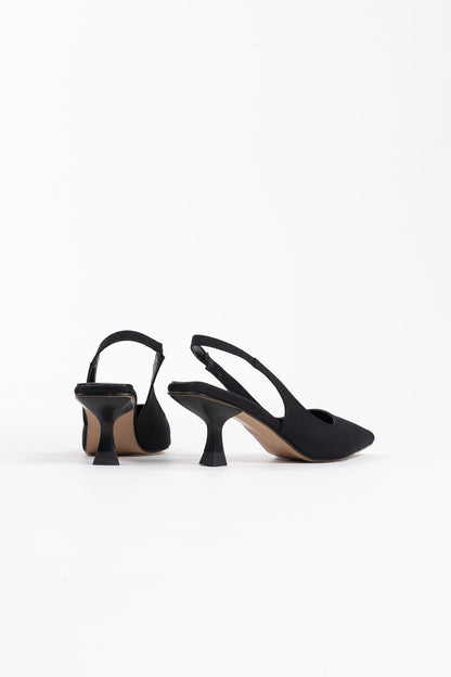 Angelica Premium Women's Black Satin Heeled Shoes
