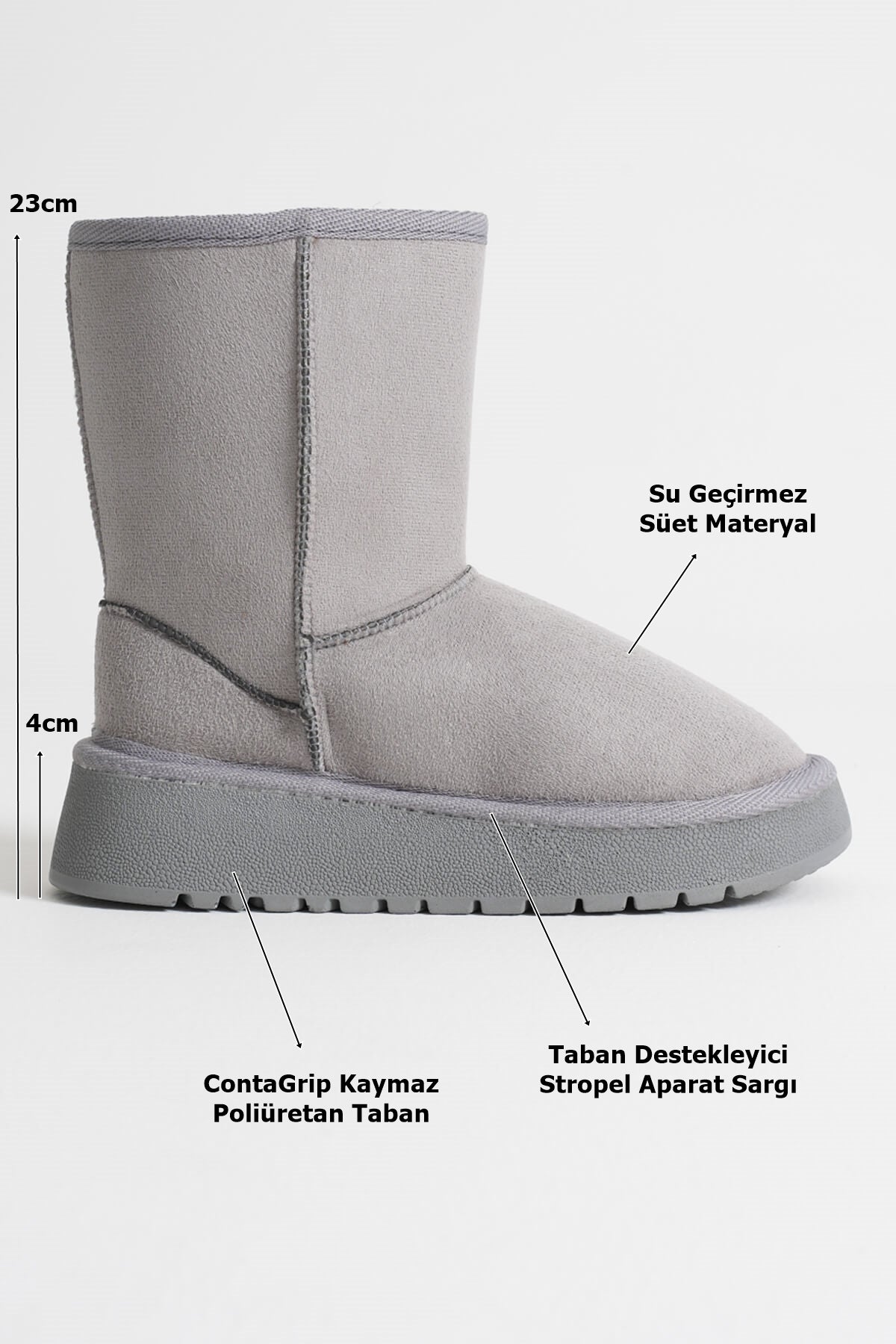 Anisa Premium Women's Grey Winter Fur Long Boots