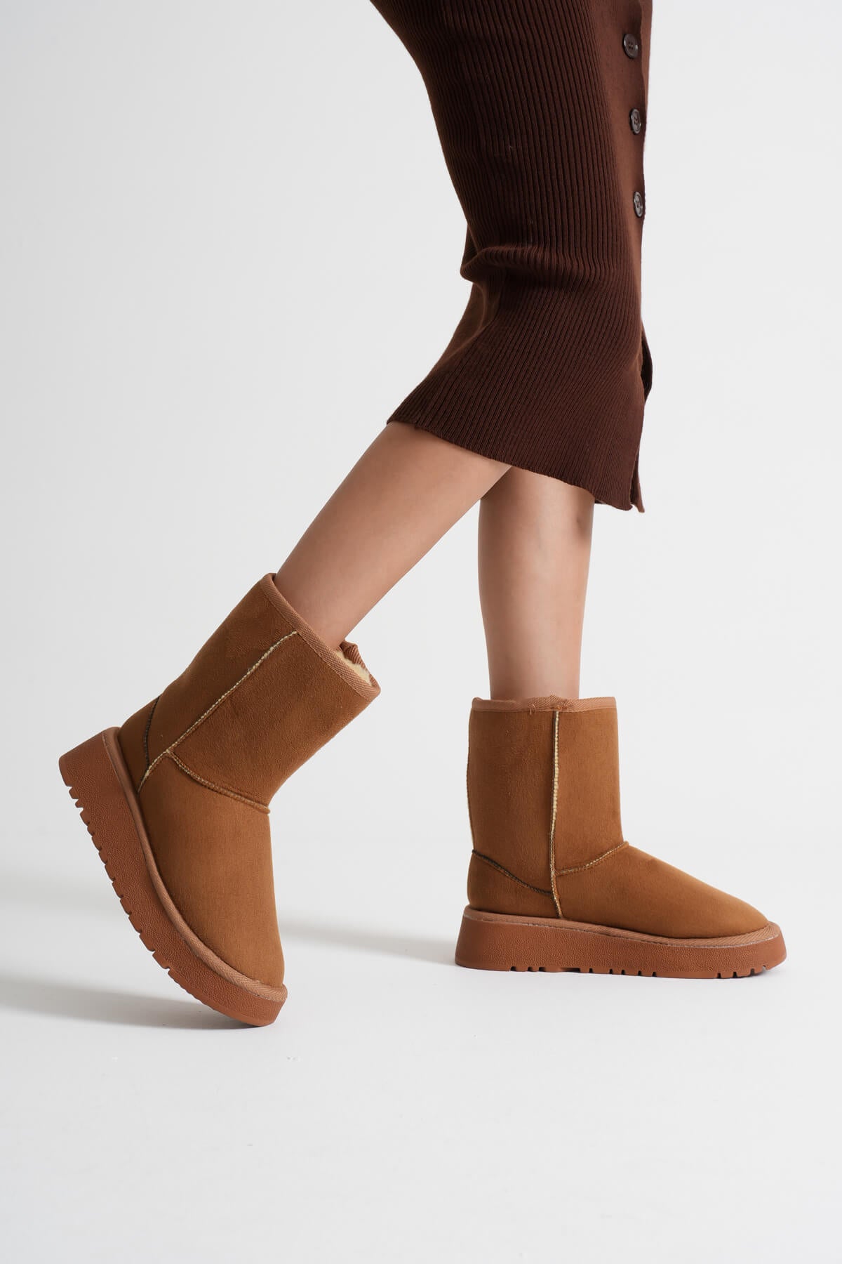 Anisa Premium Women's Tan Winter Fur Long Boots