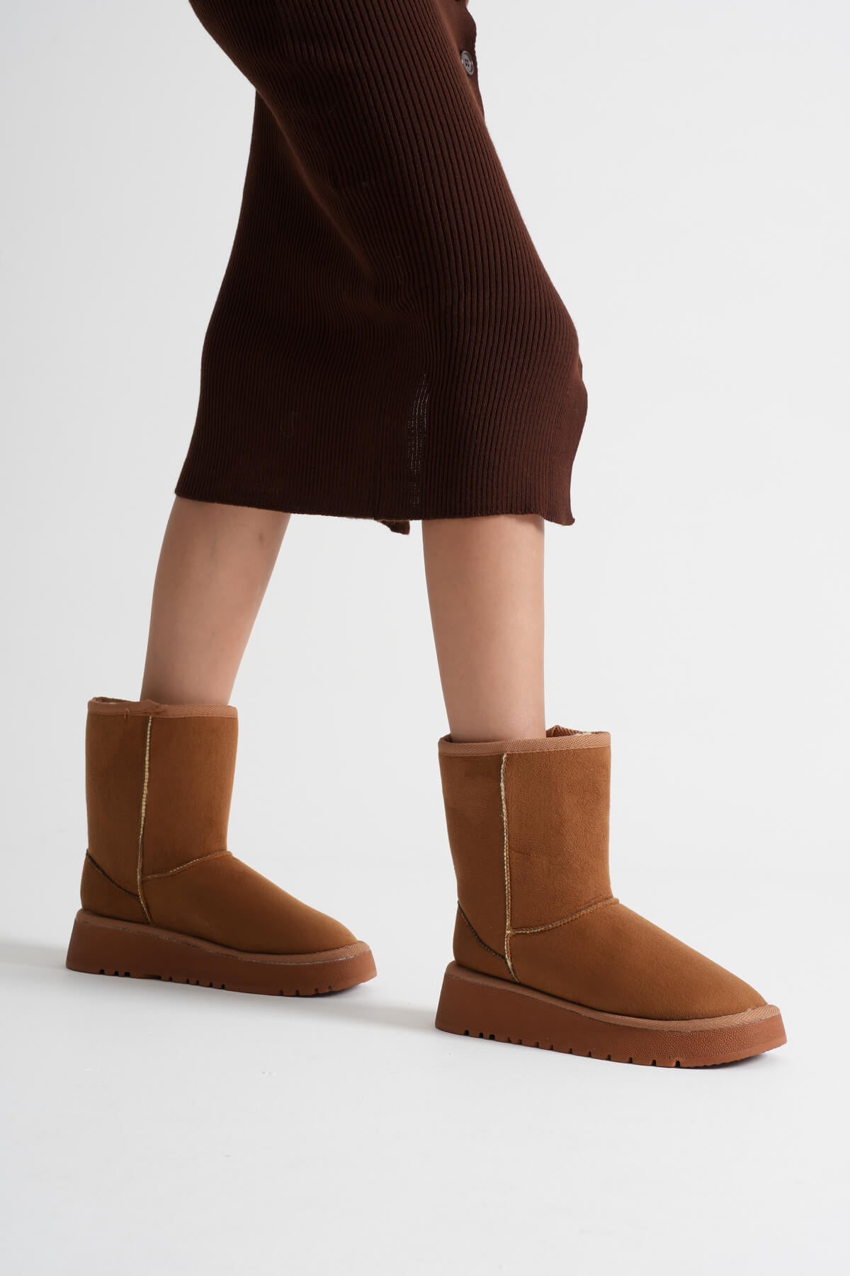 Anisa Premium Women's Tan Winter Fur Long Boots