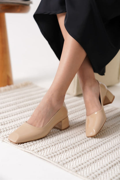 Anita Premium Nude Patent Leather Women's High Heel Shoes