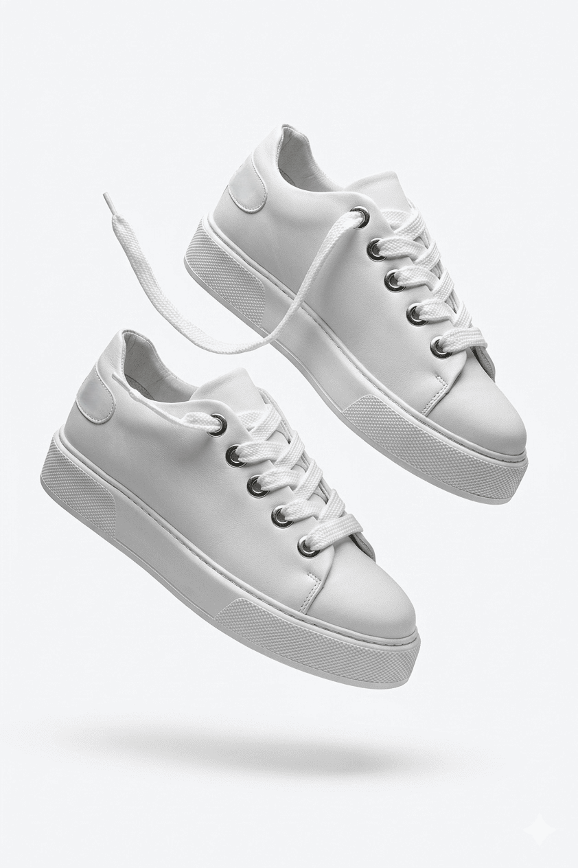 Anjelino Premium Kalın Taban Bağcıklı Erkek Sneaker Beyaz